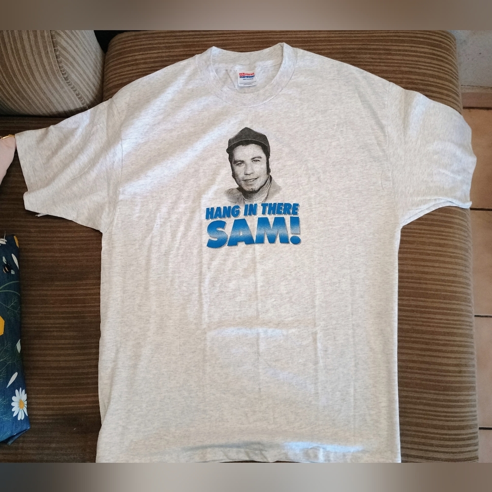 Hang In There Sam! Gray john Travolta T-Shirt